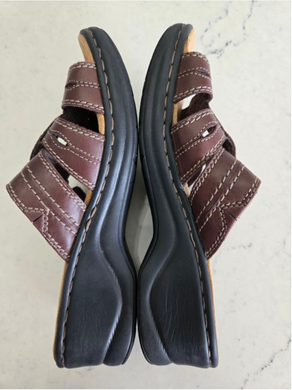 Women's Clarks Bendables Brown Leather Sandals Size 8 - Picture 9 of 11